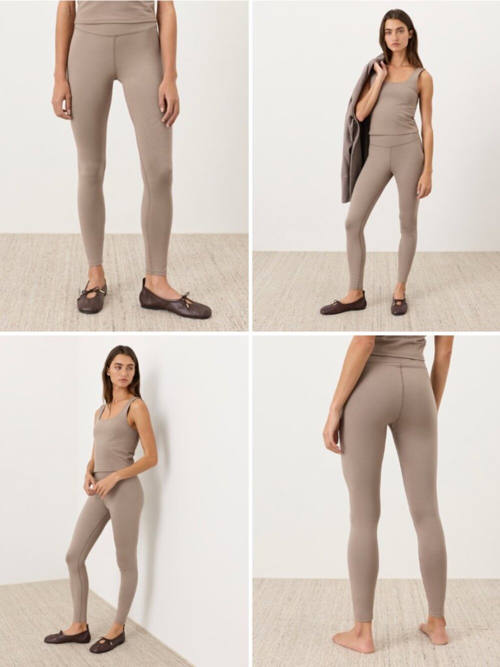 Pact organic cotton leggings L large taupe khaki brown pants NEW